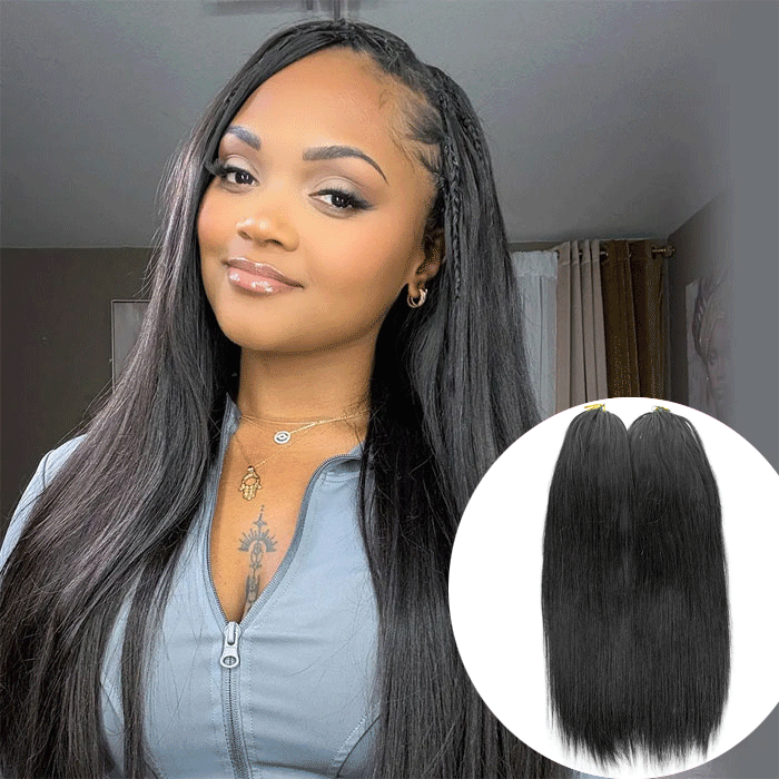 Feather Crochet Silky Bone Straight Hair Extension Pre-Separated Invisible Knotless Hair