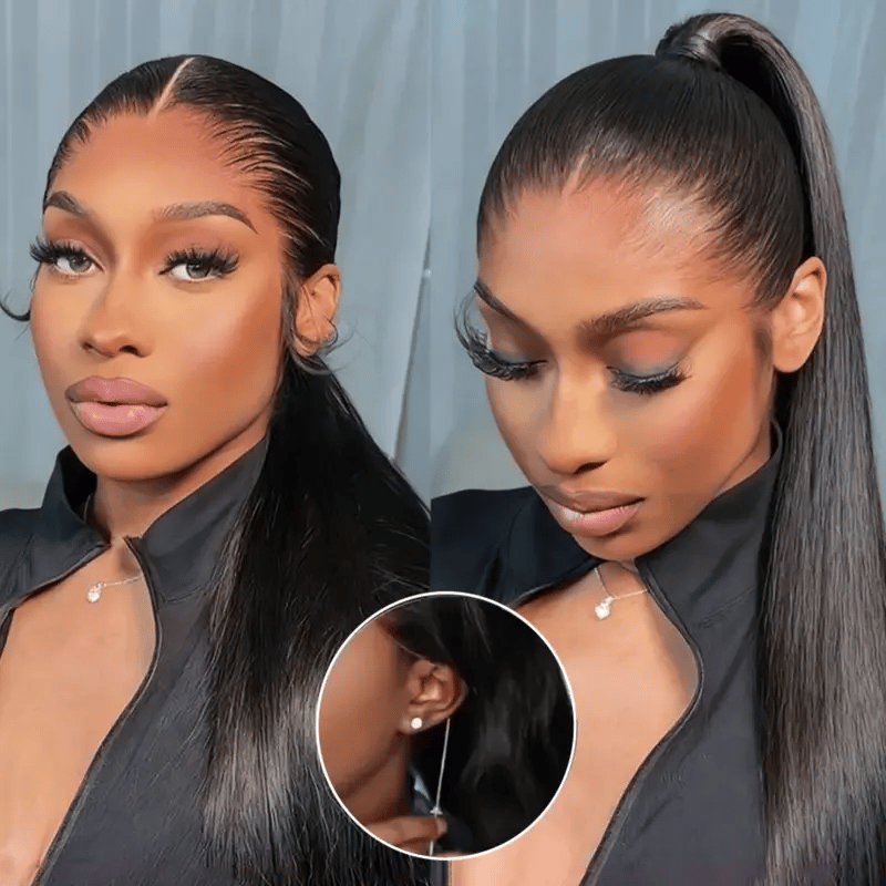 Invisi-Drawstring 360 Lace Wig Straight  Human Hair Snug Fit 360 Full Lace Frontal Wig with Invisible Strap