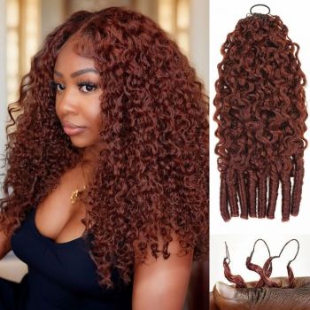 Fysin Miracle Knots Reddish Brown Reusable Burmese Curly Knotless Crochet Human Hair For Black Women