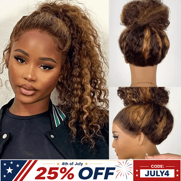 Glueless Easy Wear Highlight Water Wave 360 Lace Wig with InvisiFit Adjustable Straps and Pre Cut Lace for a Natural Look