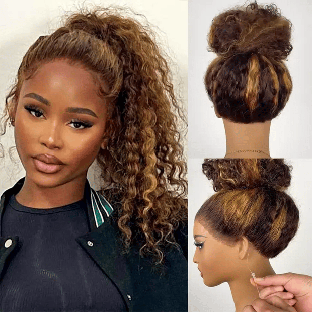 Glueless Easy Wear Highlight Water Wave 360 Lace Wig with InvisiFit Adjustable Straps and Pre Cut Lace for a Natural Look