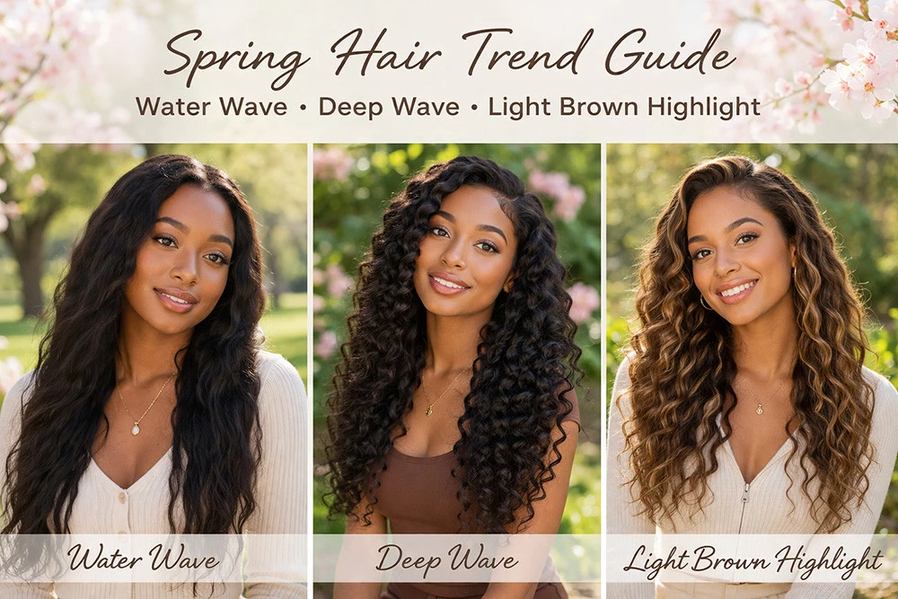 Spring Hair Trend Guide: How to Choose Between Water Wave, Deep Wave, and Highlight Brown Wigs