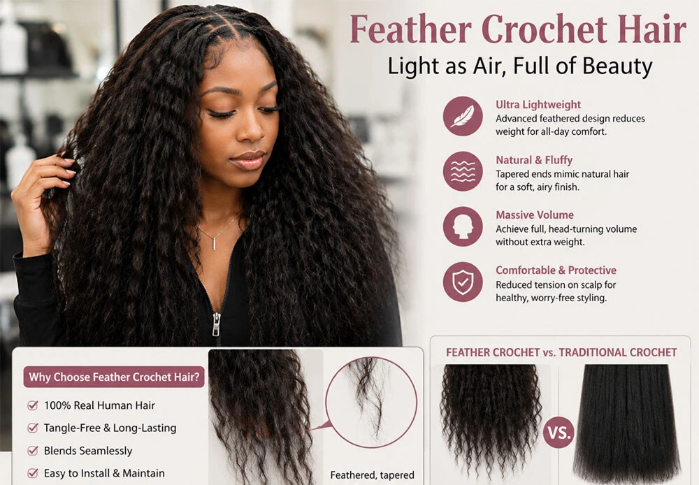 The Ultimate Guide to Feather Crochet Human Hair: Why It’s the Best Weightless Protective Style