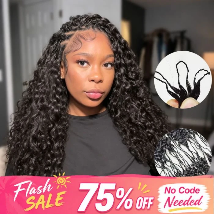 Burmese Curly Crochet Hair Natural Black Machine Made Feather Crochet Human Hair Extension