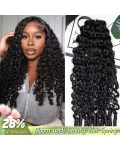 Burmese Curly Human Feather-Line Invisible Crochet Hair Pre Separated Knotless Crochet Human Hair 