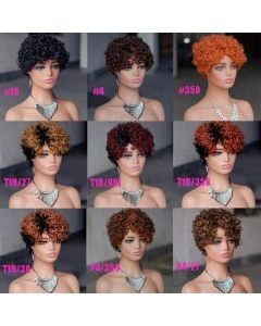 Pixie Hair Cut Curly Wig Human Hair Machine Made Natural Hair Style Wigs Affordable Wig