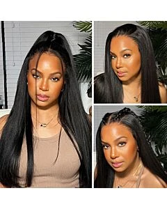 Yaki Straight Wear Go Wig 100% Glueless Wig Bleached Knots 7x5 Pre-cut HD Lace Wig