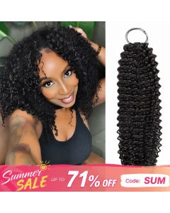 Small Kinky Curly Feather Crochet Hair Extension Time Saving Pre-Looped Knotless Braiding Dark Color Hair Extension