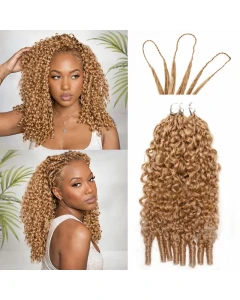Honey Blonde Burmese Curly Pure Color Crochet Human Hair for Black Women