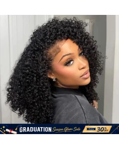 [ 18" = $69 ]Curly Half Wig Human Hair 3 IN 1 Half Wig Invisible Drawstring Wig Human Hair Half Wig For Women Hair Wig