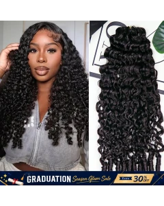 Burmese Curly Human Feather-Line Invisible Crochet Hair Pre Separated Knotless Crochet Human Hair