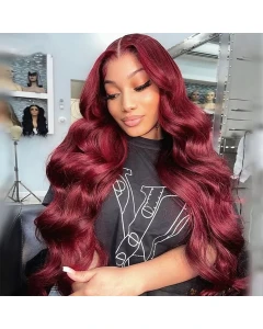 Burgundy 99J Glueless Wig 4x4 HD Lace Closure Body Wave Human Hair