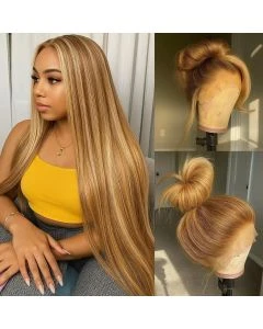 4/27 Highlight 13x4 HD Lace Front Wig Straight Human Hair