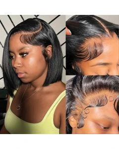 Bob Wig Human Hair 13x4 HD Lace Front Bob Wigs Human Hair Short Straight Glueless Bob Wigs