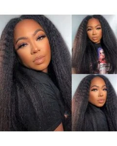 13x4 Yaki Kinky Straight Wig HD Lace Front Wigs Human Hair