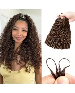Fysin Chocolate Brown Miracle Knots Burmese Curly Knotless Crochet Human Hair Extension