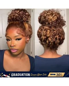 Glueless Easy Wear Highlight Water Wave 360 Lace Wig with InvisiFit Adjustable Straps and Pre Cut Lace for a Natural Look