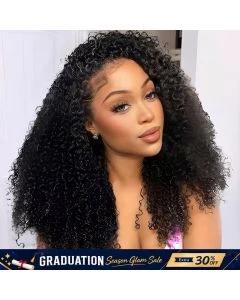 Fysin Glueless Kinky Curly Human Hair Half Wig, 3-in-1 Flip Over Quick Weave Styles, Beginner Friendly
