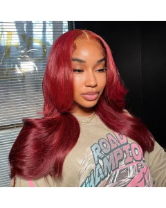 Wear and Go 5x5 Glueless Lace Wig 99j Burgundy Body Wave Human Hair