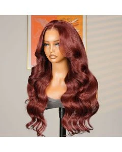 Reddish Brown Body Wave Lace Frontal Wig Human Hair Wigs 13x4 HD Transparent Lace Wig Pre Plucked with Baby Hair
