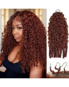 Fysin Miracle Knots Reddish Brown Reusable Burmese Curly Knotless Crochet Human Hair For Black Women 