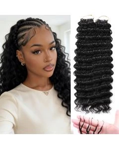 Deep Wave Handmade Feather Crochet Human Hair Knotless Pre-Separated Hair Extension