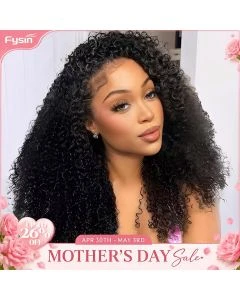 Fysin Glueless Kinky Curly Human Hair Half Wig, 3-in-1 Flip Over Quick Weave Styles, Beginner Friendly