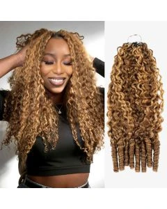 Fysin Burmese Curly Highlight Crochet Human Hair for Boho Braids Plush Texture