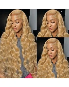 #27 Honey Blonde Body Wave HD Lace Front Wig - 13x4 Human Hair with Pre-Plucked Hairline & Glueless Fit