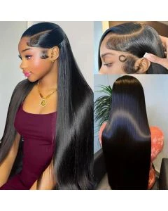 13x6 Lace Front Wigs Straight Human Hair Transparent Lace Frontal Wig Straight Hair Pre Plucked