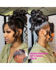 360 Lace Frontal Wig Body Wave Human Hair Invisi-Drawstring Snug Fit Free Parting