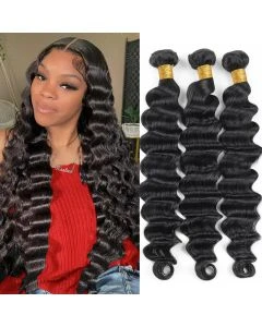 Loose Deep Wave 3 Bundles Unprocessed Virgin Human Hair Extensions