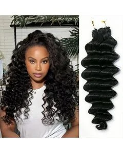 Ocean Wave Knotless Feather Crochet Hair Extension Machine Made Natural Black Color Hair Extension
