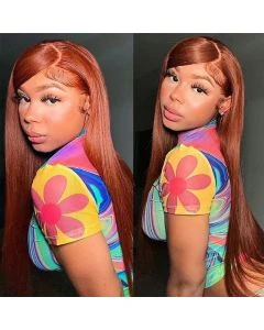 Straight Lace Front Wigs Human Hair Pre Plucked Reddish Brown 13x6 HD Transparent Lace Front Wigs for Women 