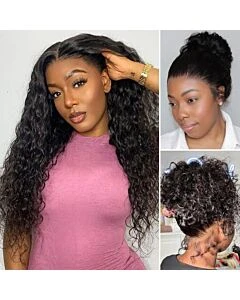Water Wave 360 Lace Frontal Wig Glueless with Invisi-Drawstring for Flexible Fit & Bleached Knots