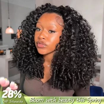 Burmese Curly Human Hair Half Wig 3-in-1 Glueless with Drawstring Ready to Wear