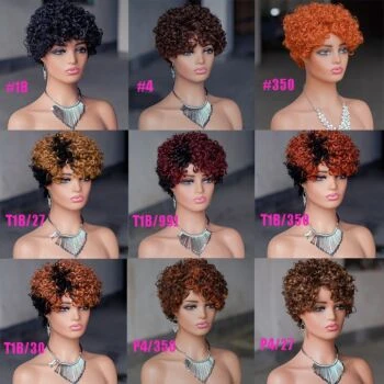 Pixie Hair Cut Curly Wig Human Hair Machine Made Natural Hair Style Wigs Affordable Wig