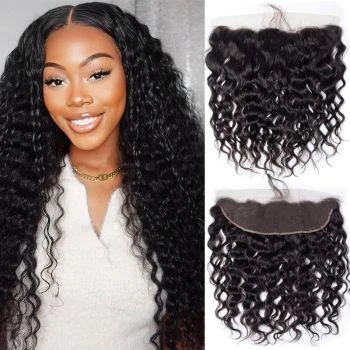 Human Hair Water Wave Lace Frontal Pre Plucked Hair Line 13x4 Ear to Ear Part HD Transparent Lace Frontal