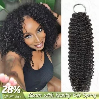 Small Kinky Curly Feather Crochet Hair Extension Time Saving Pre-Looped Knotless Braiding Dark Color Hair Extension