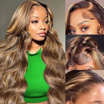 4/27 Highlight Body Wave 13x4 HD Lace Front Wig Human Hair