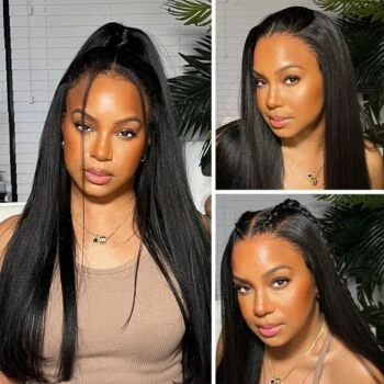 Yaki Straight Wear Go Wig 100% Glueless Wig Bleached Knots 7x5 Pre-cut HD Lace Wig