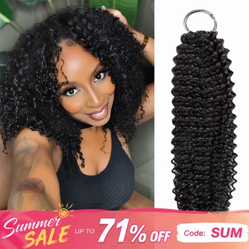 Small Kinky Curly Feather Crochet Hair Extension Time Saving Pre-Looped Knotless Braiding Dark Color Hair Extension