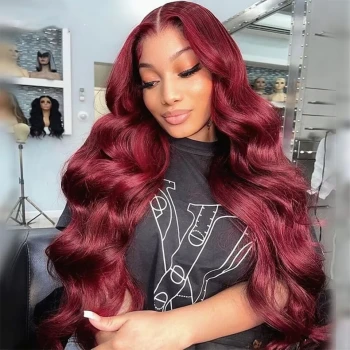 Burgundy 99J Glueless Wig 4x4 HD Lace Closure Body Wave Human Hair