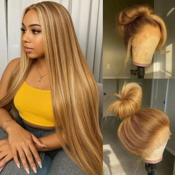 4/27 Highlight 13x4 HD Lace Front Wig Straight Human Hair