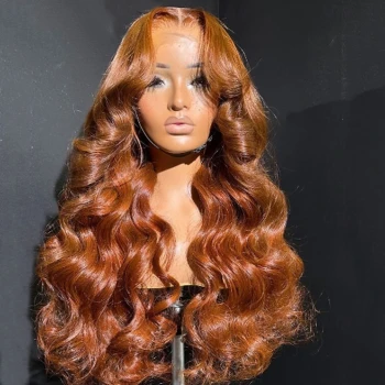Fysin Ginger Brown 13x4 Transparent Lace Wig Body Wave Colored 100% Human Hair Wig