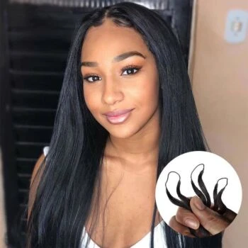 Feather Crochet Silky Bone Straight Hair Extension Pre-Separated Invisible Knotless Hair