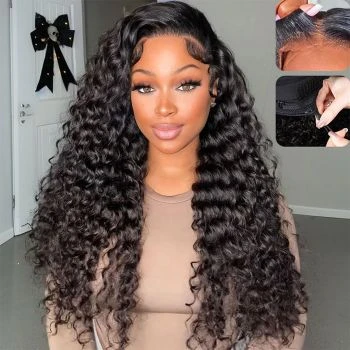 Deep Wave Wear Go 7x5 HD Glueless Lace Wig Bleached Knots Pre-cut