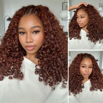 Fysin Miracle Knots Reddish Brown Reusable Burmese Curly Knotless Crochet Human Hair For Black Women