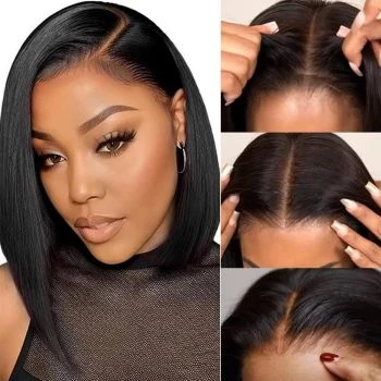 Wear and Go Glueless Bob Wig Human Hair 5x5 HD Transparent Lace Front Wigs