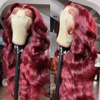 99J Burgundy 13x4 HD Lace Front Wig Body Wave Human Hair 180% Density Pre Plucked